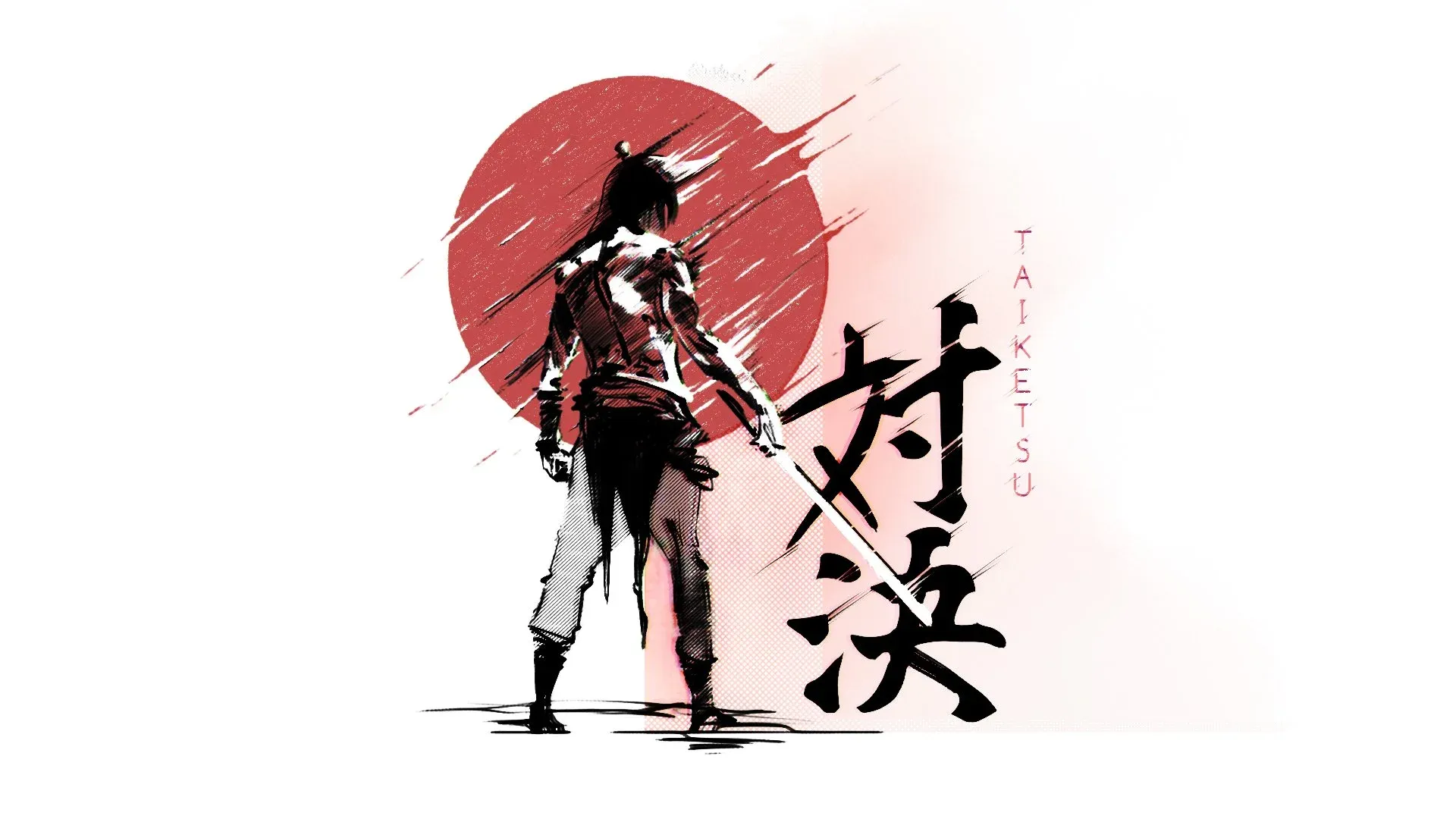 Taiketsu cover: a lone samurai with a drawn sword against a red rising sun