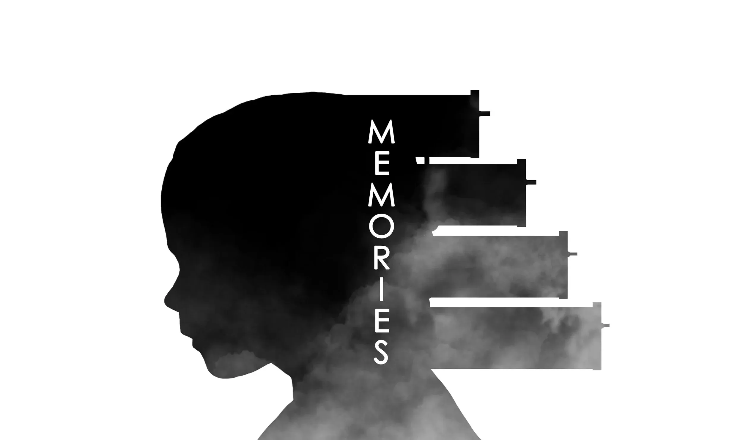 Memories cover: a child's silhouette in profile, dissolving into smoke