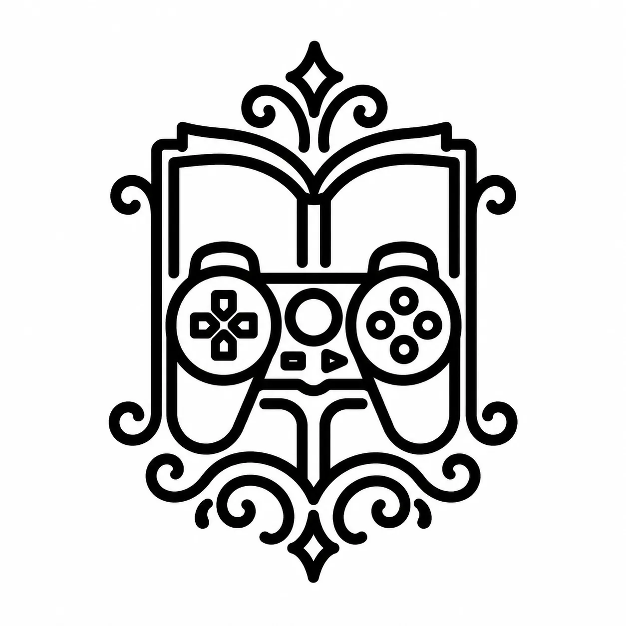 The handbook emblem: an open book behind a game controller